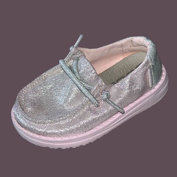 Infants' HEY DUDE Wendy Toddler Pink Shimmer Slip Ons Size 6 - Picture 1 of 5
